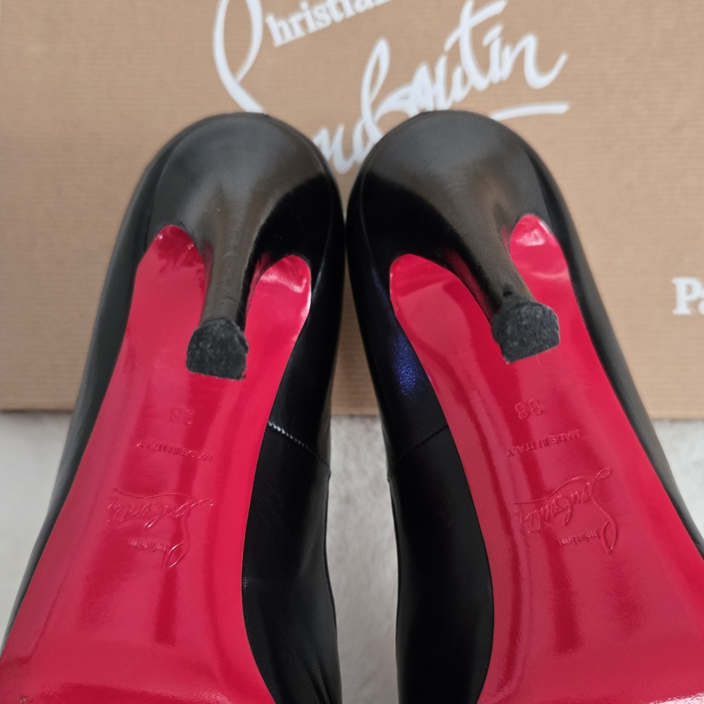 Very Prive Christian Louboutin Black Peep Toe Heels - Picture 4 of 11